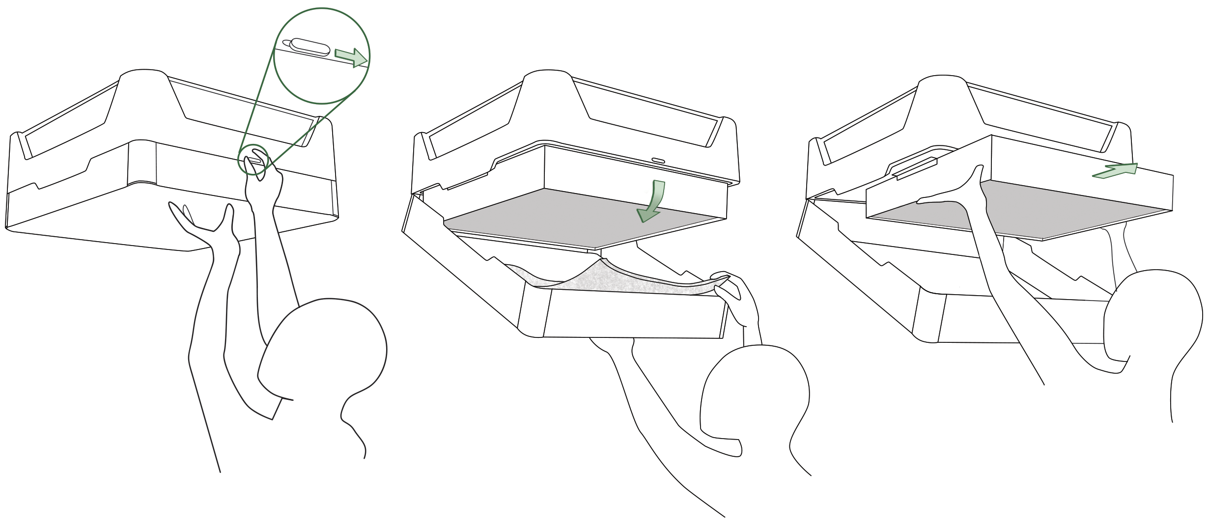 Step by step exchange of filters Maxivent EC.