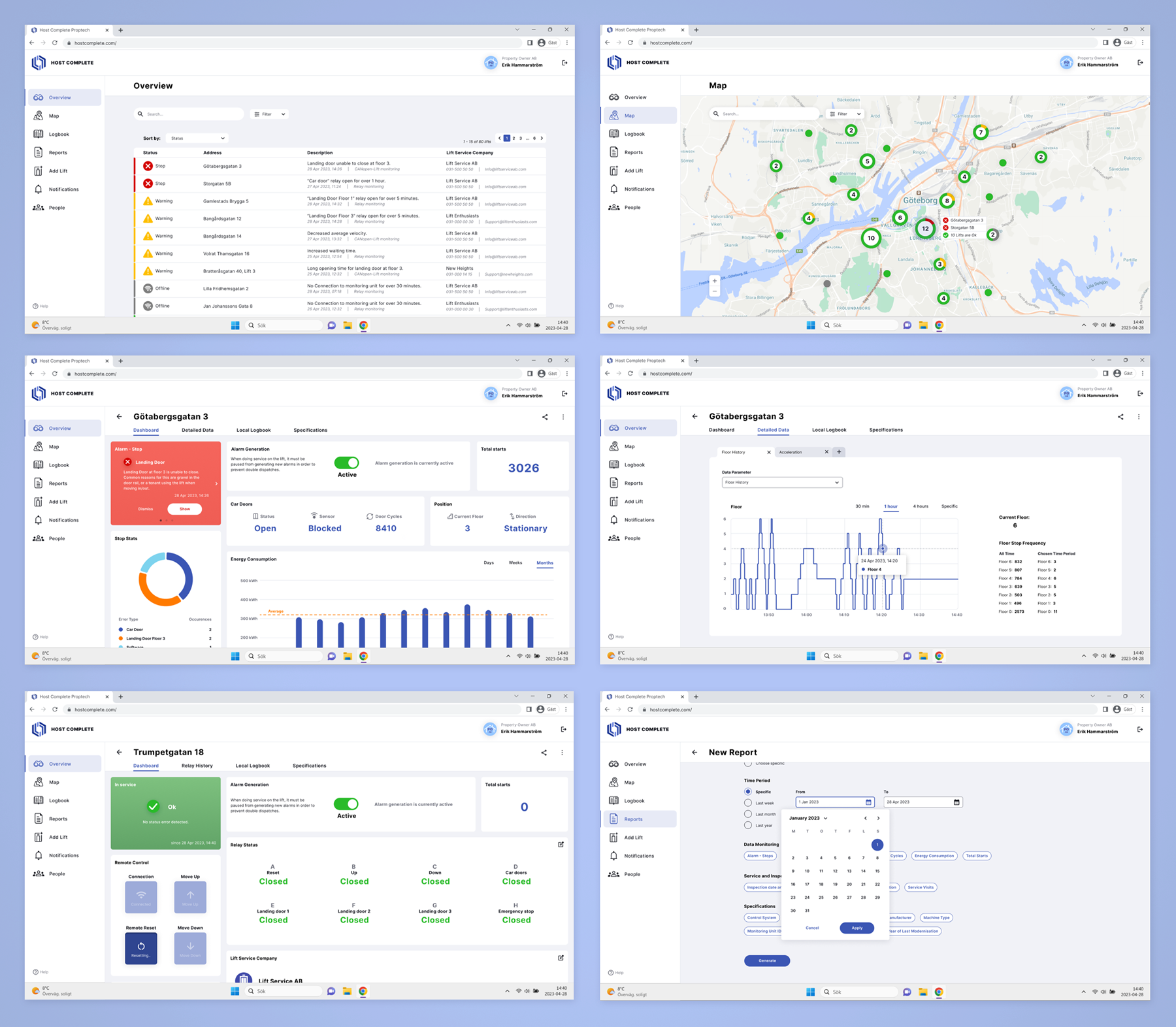 Host Complete selected screens of the hi-fi prototype created in Figma.